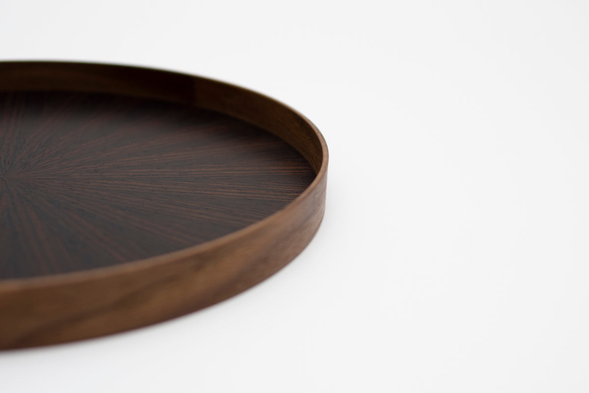 お盆 トレイ | Round Rays Tray (丸) S φ280 | 黒檀 | 森工芸