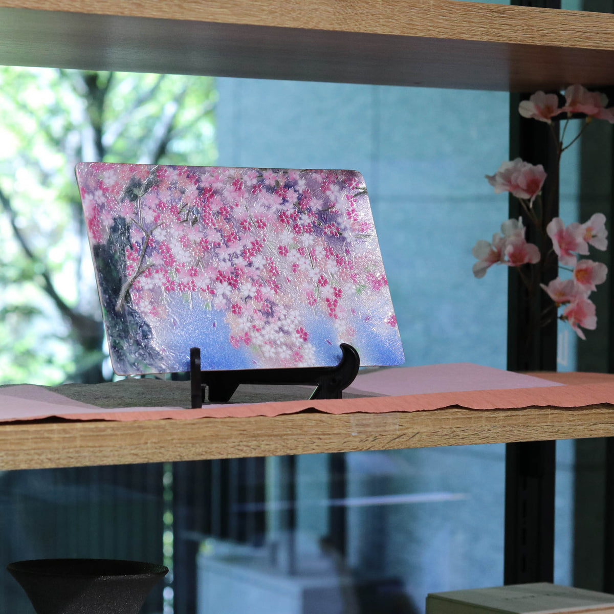 七宝焼き | 飾皿 | しだれ桜 15x24