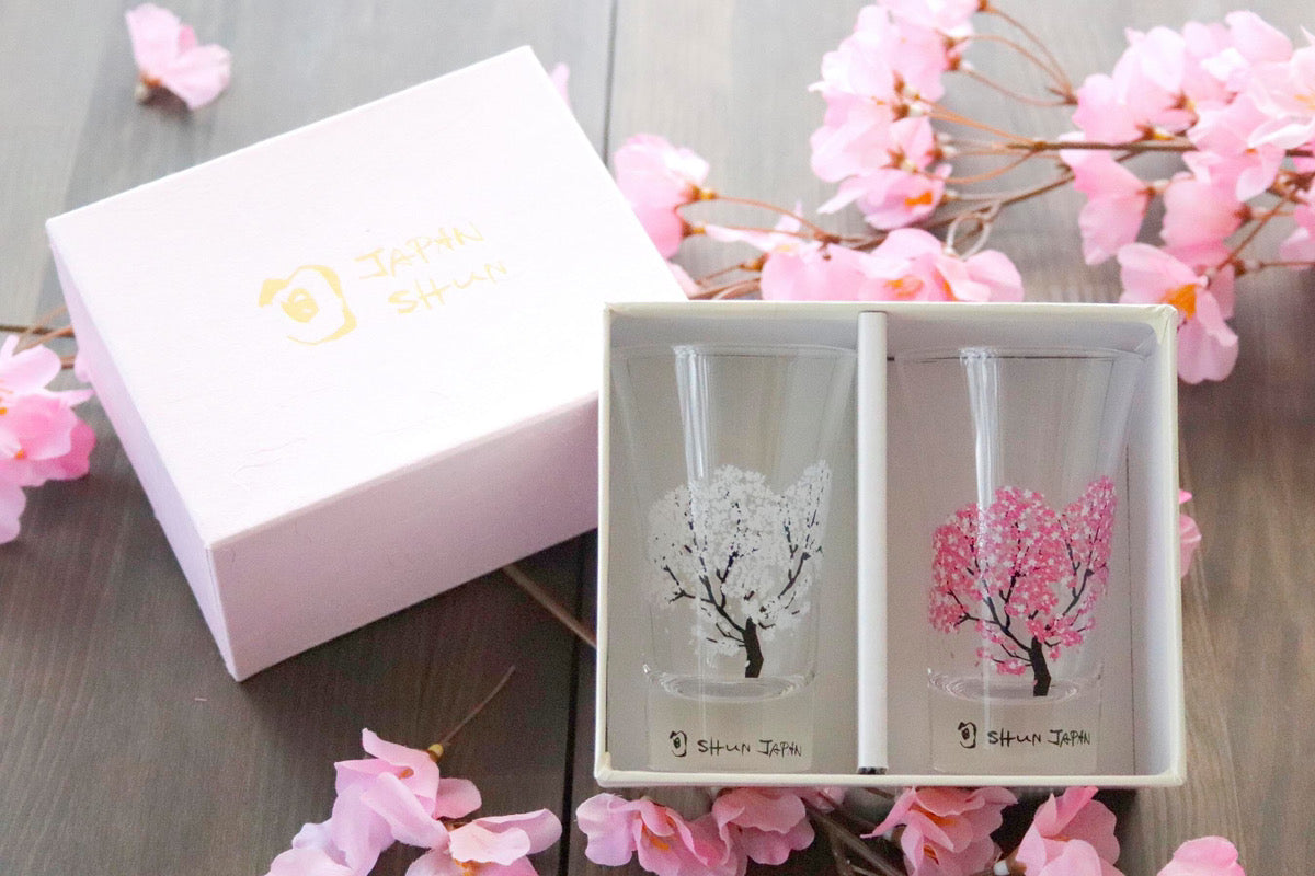 冷感グラスショットグラス桜ペアセット【桜箱】