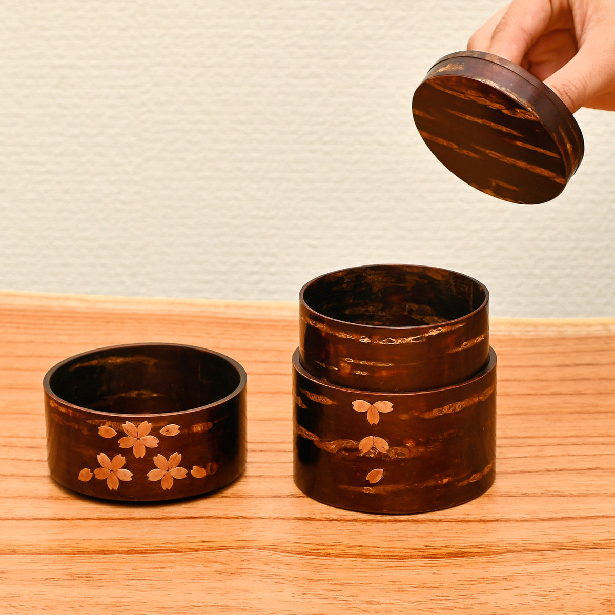樺細工 茶筒 | 総皮茶筒 | 散花 平 | 角館伝四郎
