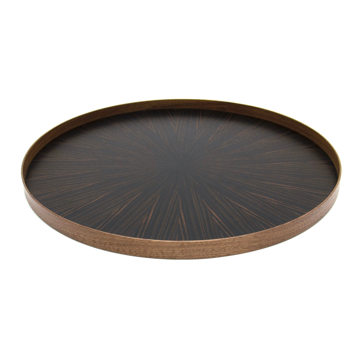 お盆 トレイ | Round Rays Tray (丸) L φ440 | 黒檀 | 森工芸
