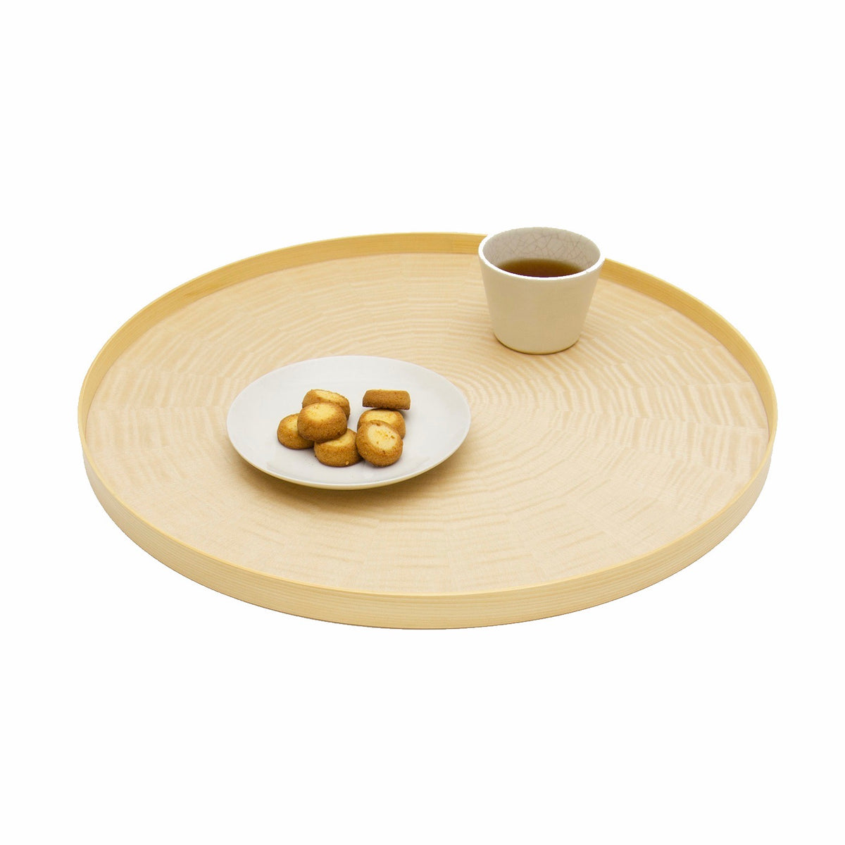 お盆 トレイ | Round Rays Tray (丸) L φ440 | ホワイトシカモア | 森工芸