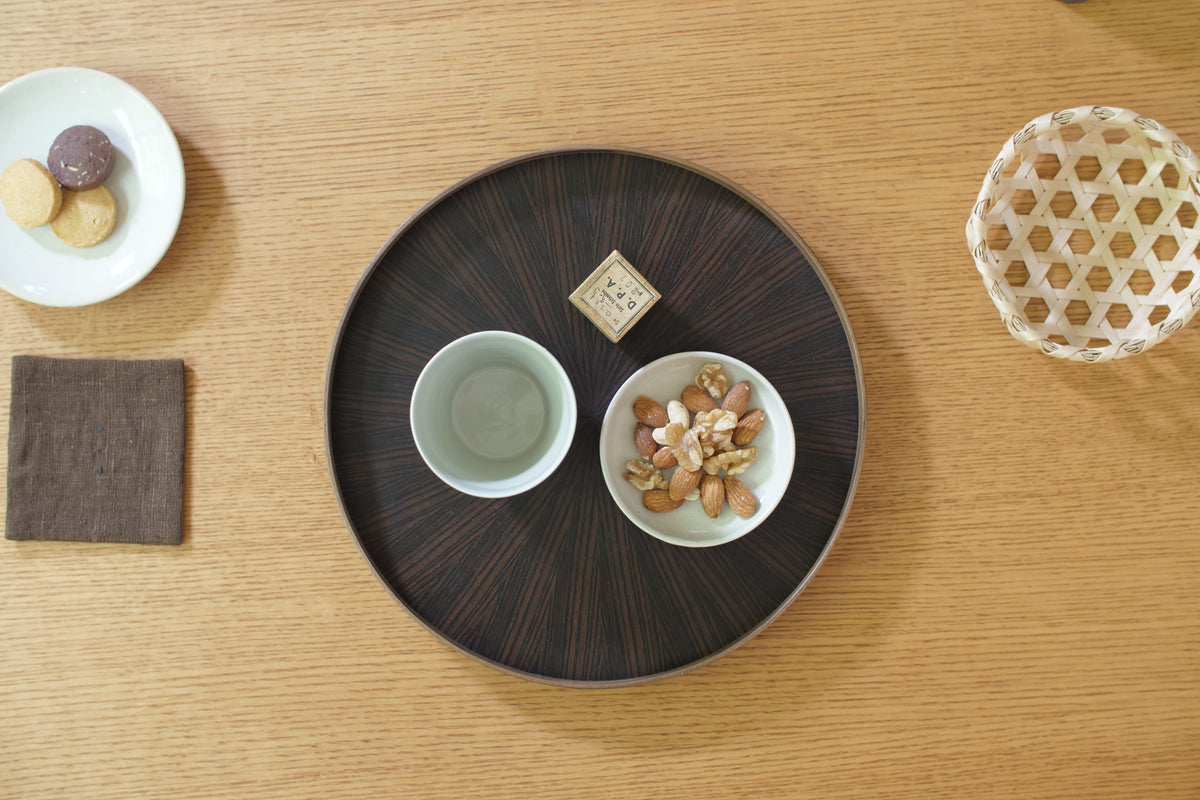 お盆 トレイ | Round Rays Tray (丸) S φ280 | 黒檀 | 森工芸