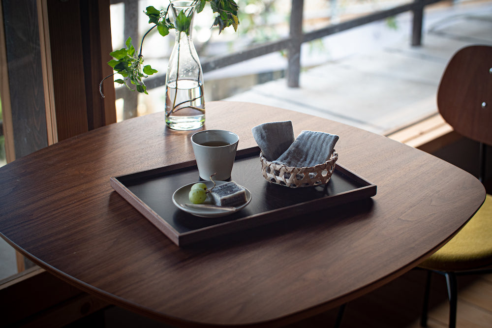 お盆 トレイ | Rectangle Rays Tray (四角) | 黒檀 | 森工芸