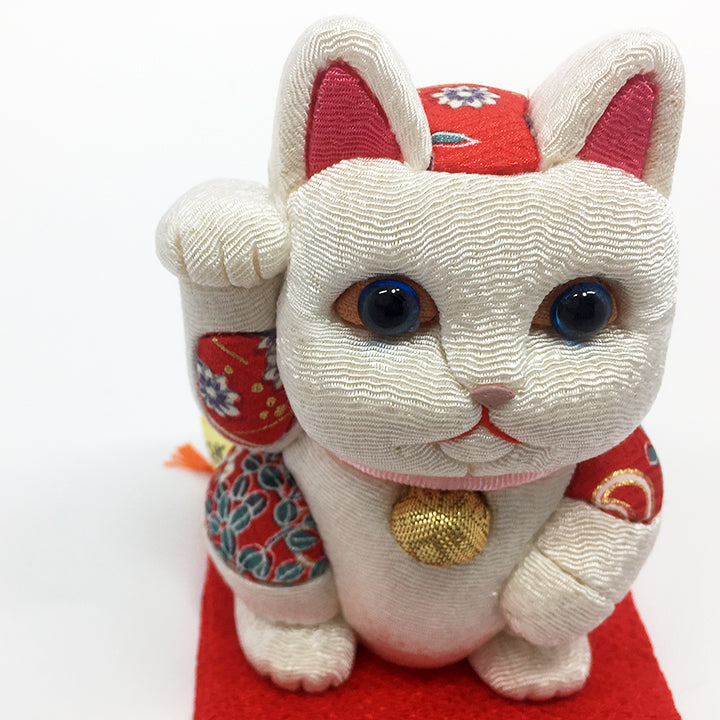 招き猫 | 江戸木目込み 招き猫 風水(小) | 白 | 柿沼人形
