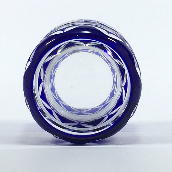 江戸切子 ぐい呑 グラス | Harekiriko 七宝 | 瑠璃 | ミツワ硝子工芸