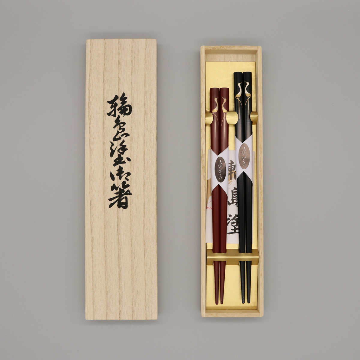 輪島塗 | 夫婦箸 向鶴蒔絵 | 大藤漆器店