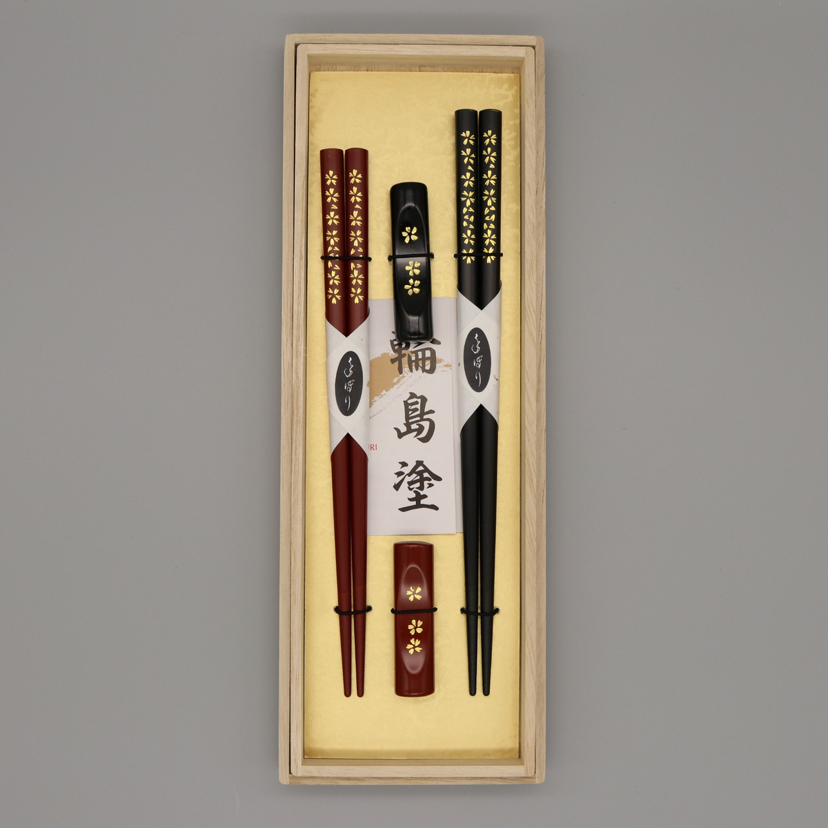 輪島塗 | 夫婦箸 箸置付 桜沈金 | 大藤漆器店
