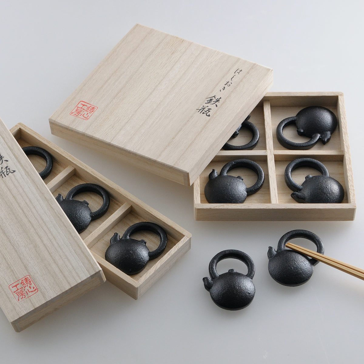 山形鋳物 箸置き | 箸置き 鉄瓶 | 3個セット | 鋳心ノ工房
