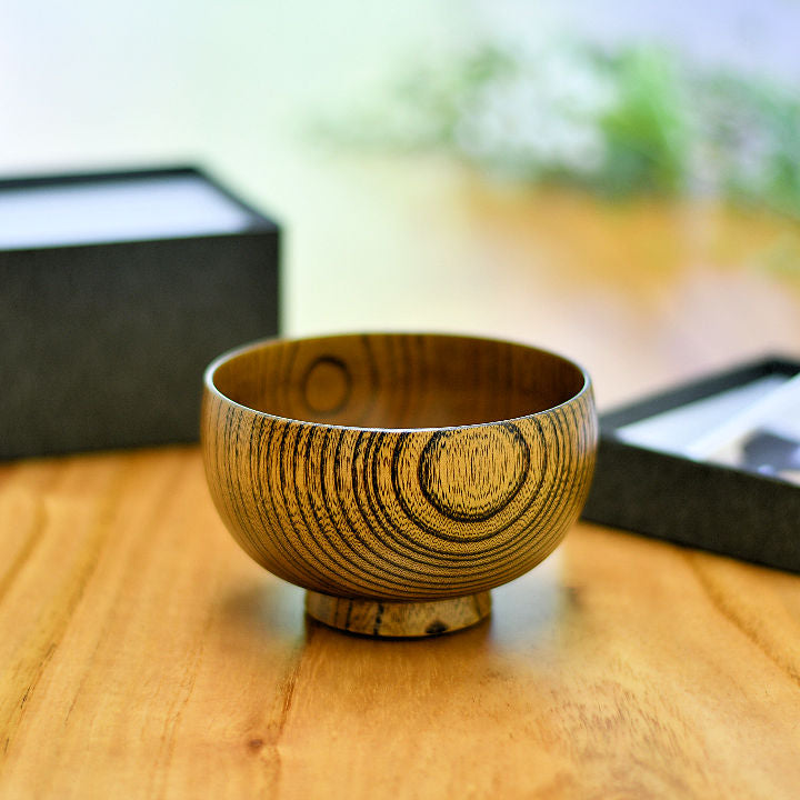 山中漆器 お椀 | しらさぎ椀M 漆茶 | 欅 | 白鷺木工