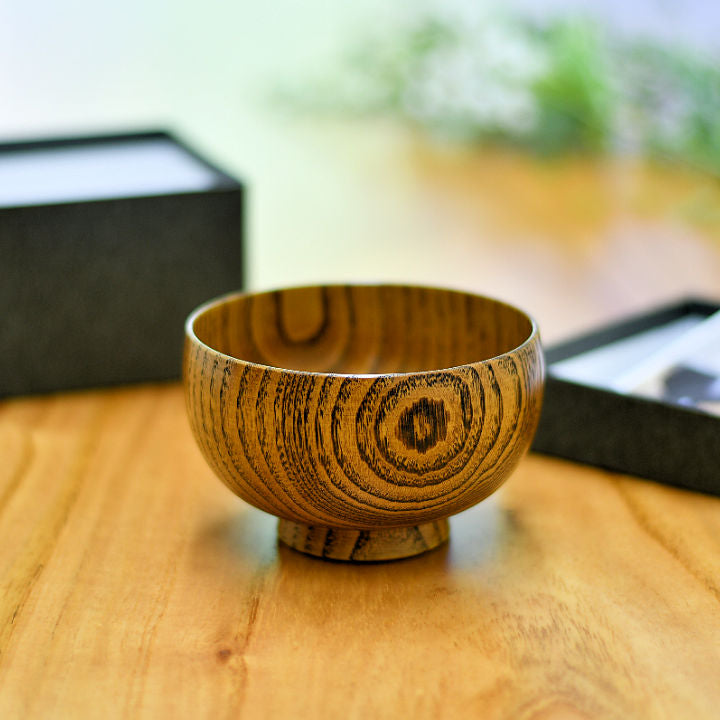 山中漆器 お椀 | しらさぎ椀M 漆茶 | 栗 | 白鷺木工