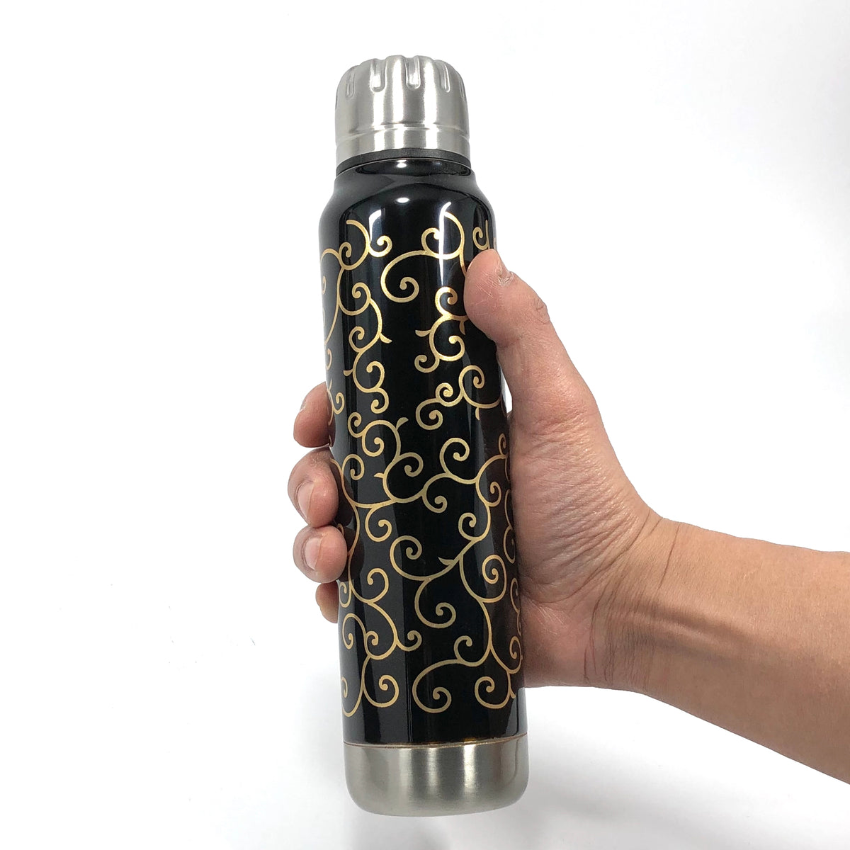 越前塗り マグボトル | URUSHI umbrella bottle(うるしアンブレラボトル) | 唐草 | 黒 | 土直漆器