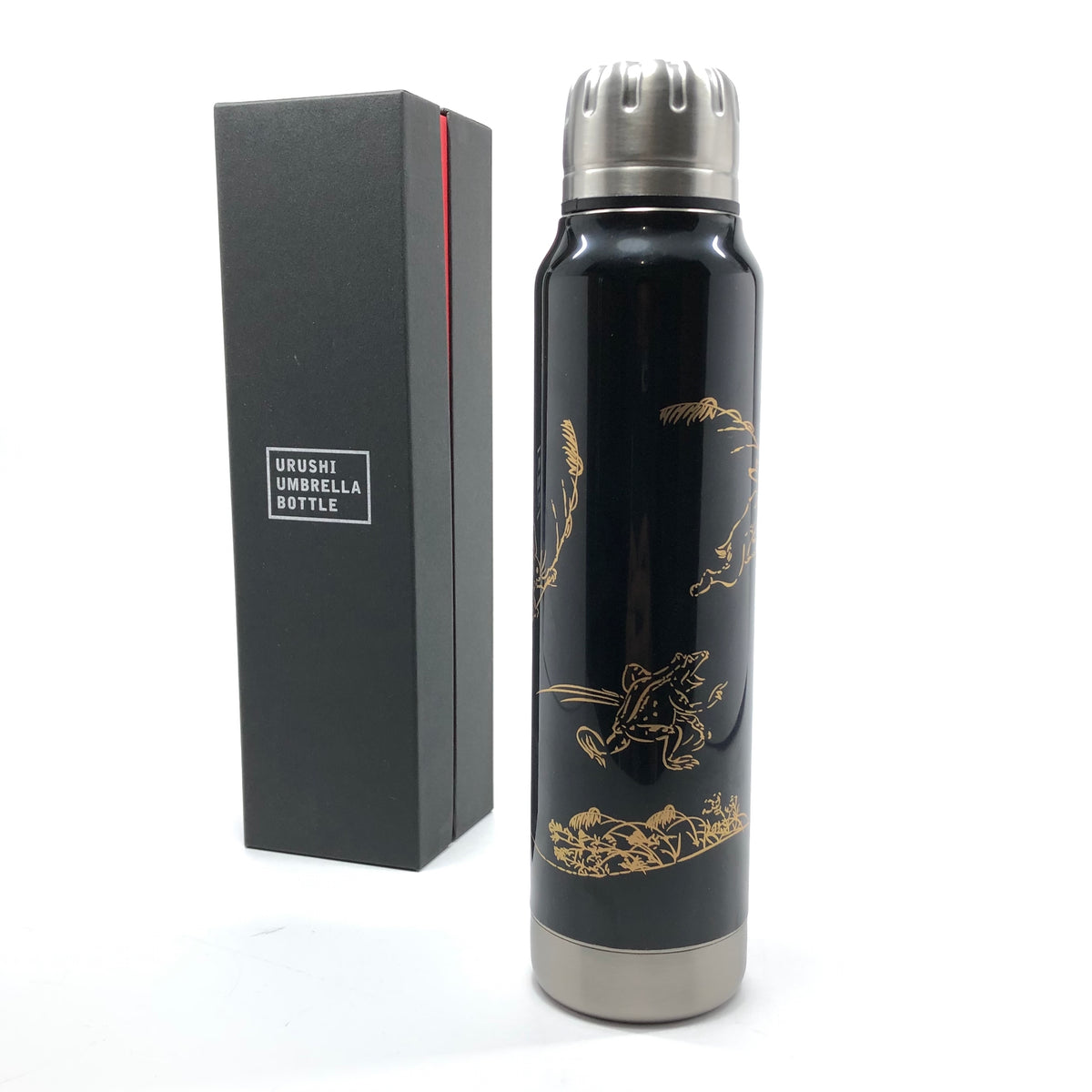 越前塗り マグボトル | URUSHI umbrella bottle(うるしアンブレラボトル) | 鳥獣戯画 | 黒 | 土直漆器
