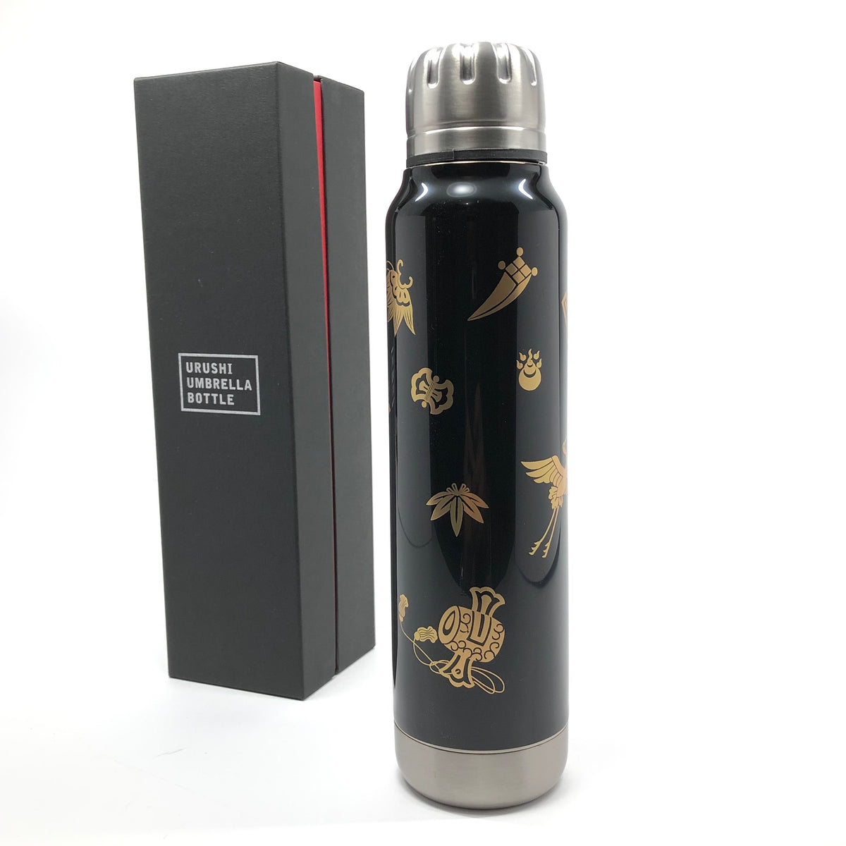 越前塗り マグボトル | URUSHI umbrella bottle(うるしアンブレラボトル) | 宝尽くし | 黒 | 土直漆器