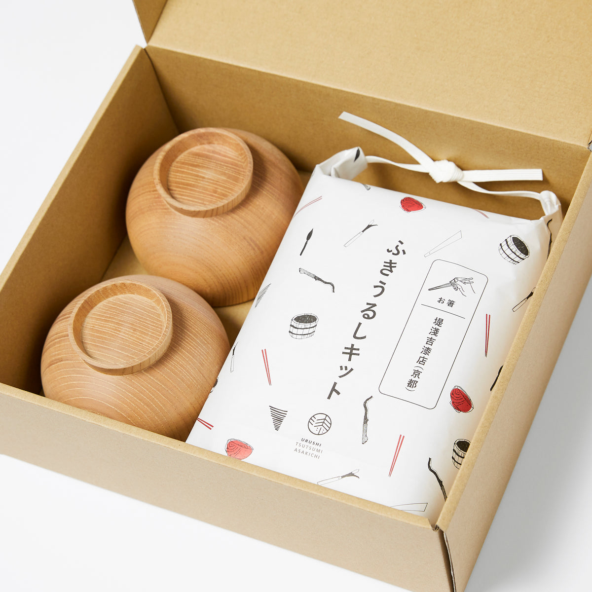 体験キット | 拭き漆 | ふきうるしキット 箸2膳 お椀2客セット | 堤淺吉漆店