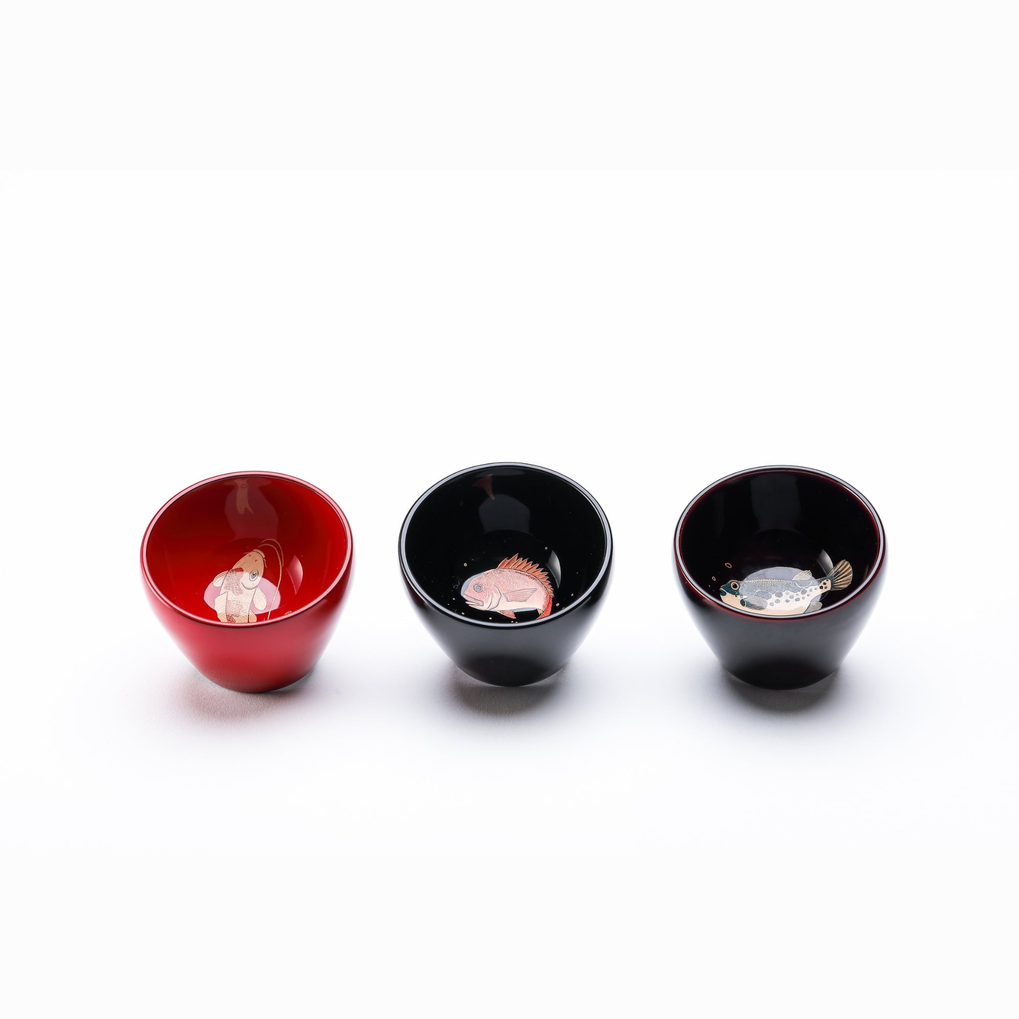 輪島塗 ぐい呑み | 魚泳ぐ | フグ | 田谷漆器店