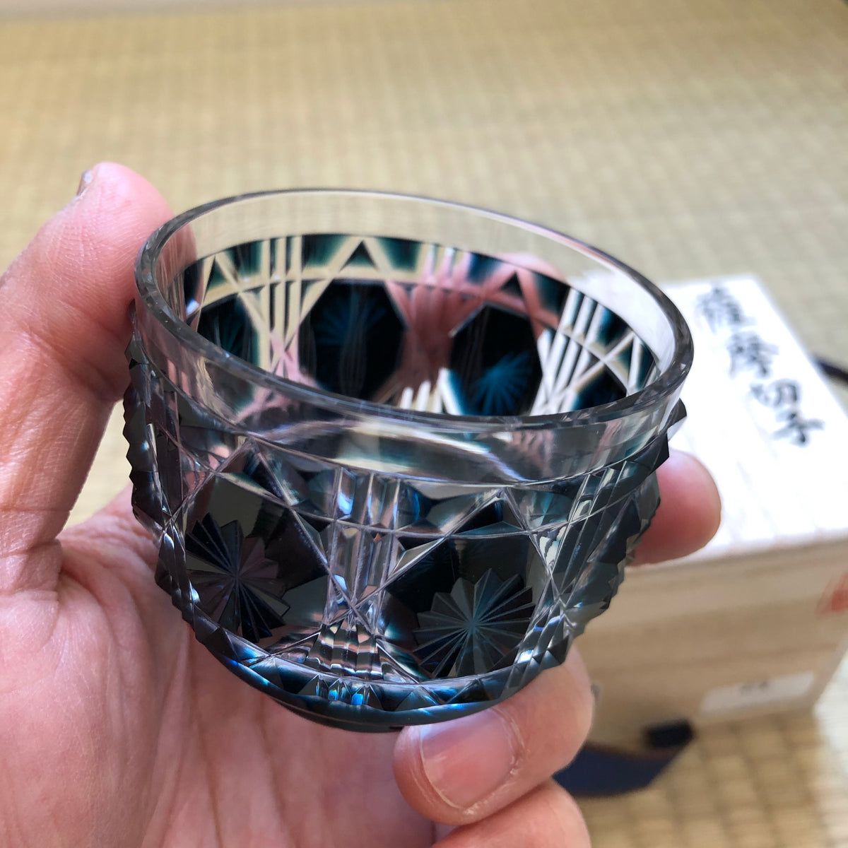 薩摩切子 冷酒おちょこ | 伝匠猪口 | 藍 | 薩摩びーどろ工芸