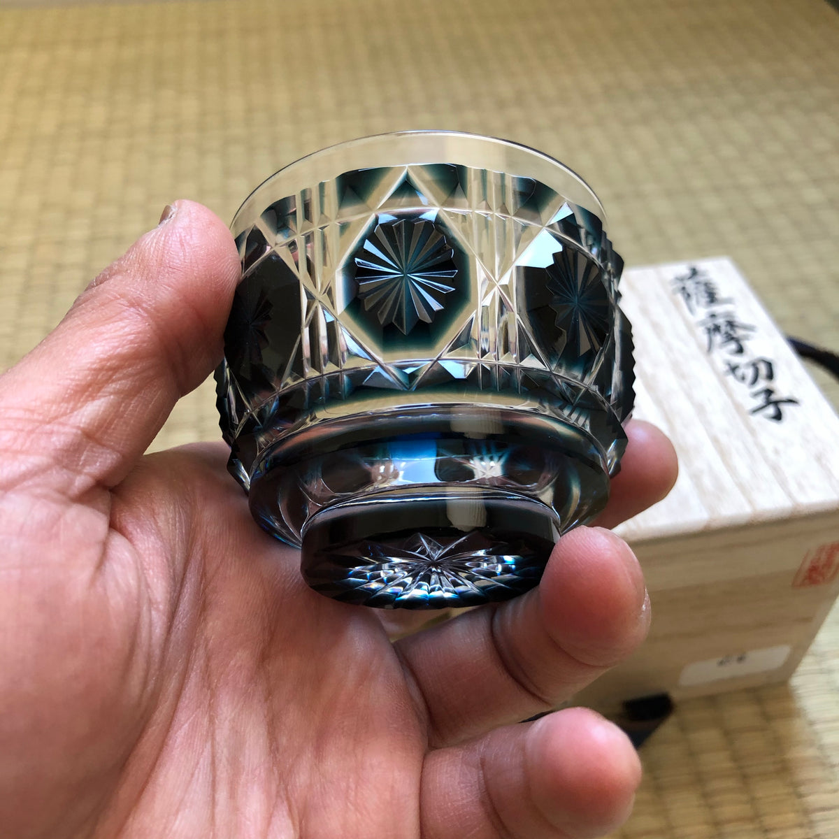 薩摩切子 冷酒おちょこ | 伝匠猪口 | 藍 | 薩摩びーどろ工芸