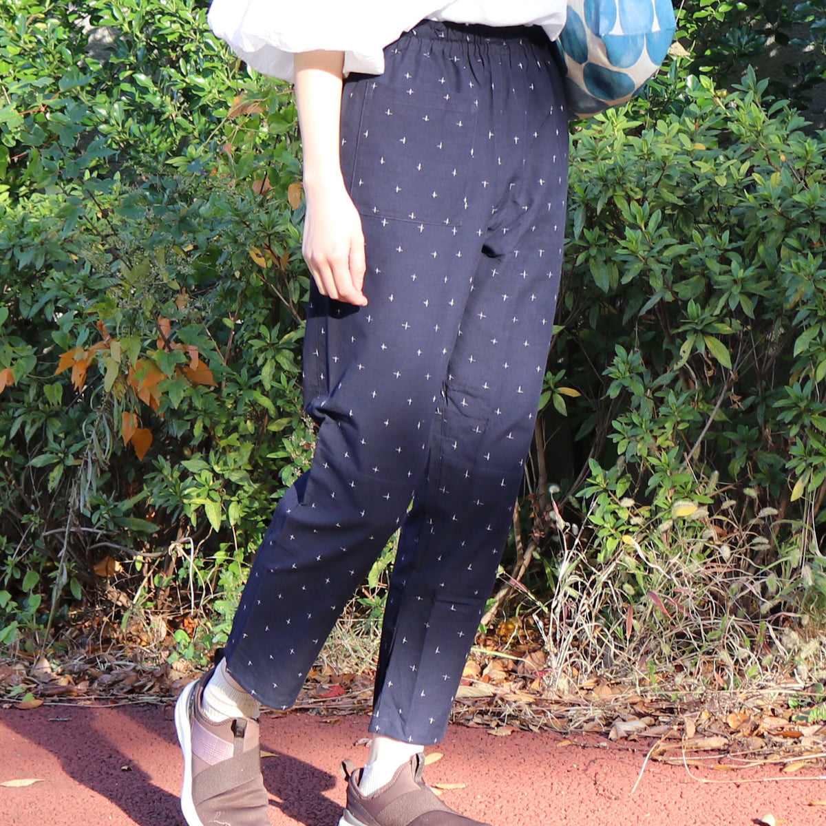 久留米絣 現代風もんぺ | 十字 | 濃紺 S/M/L | 野村織物