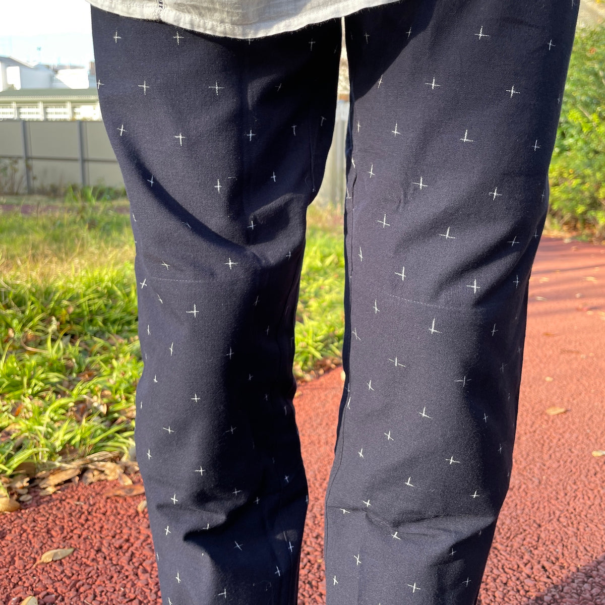 久留米絣 現代風もんぺ | 十字 | 濃紺 S/M/L | 野村織物