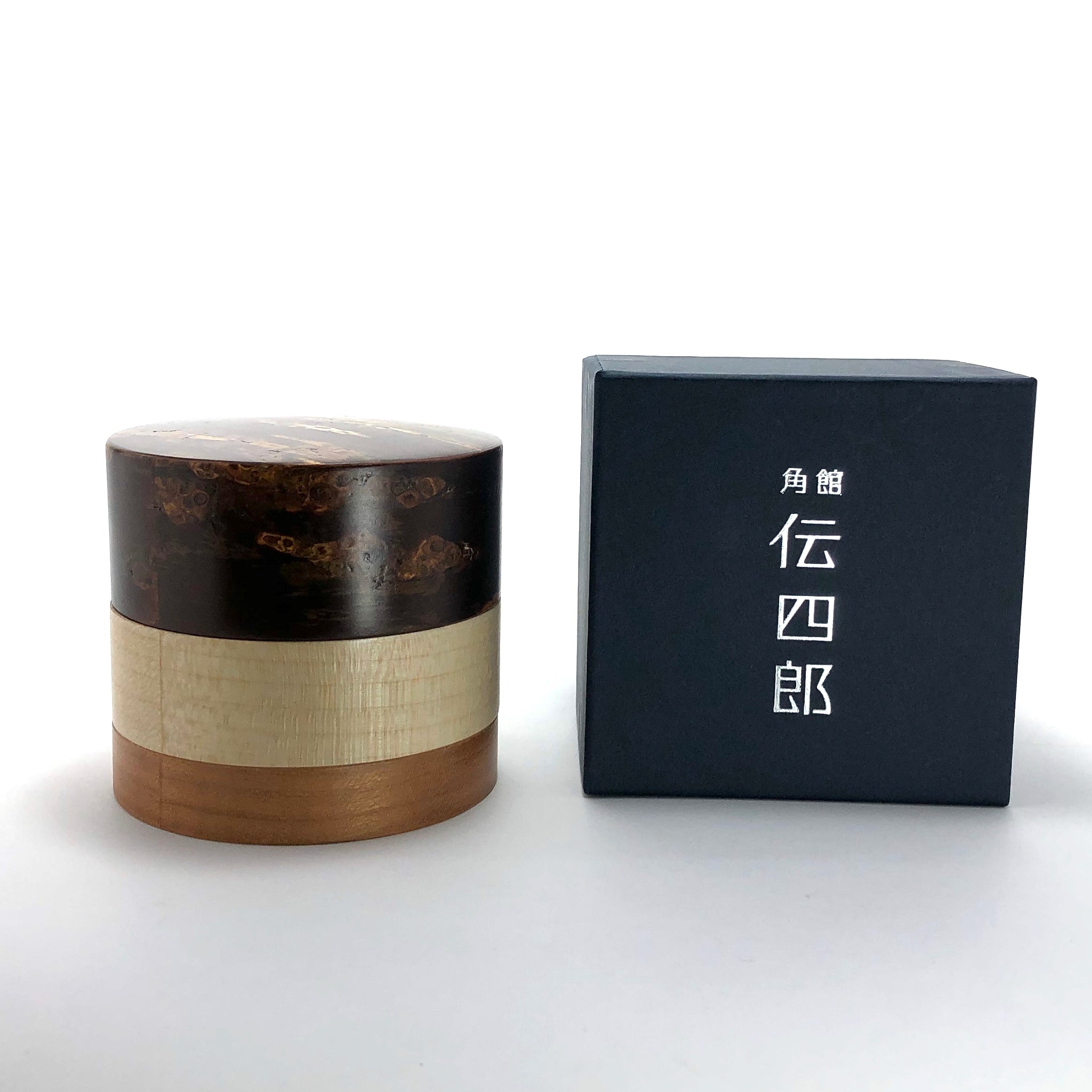 樺細工 茶筒 | 輪筒3色茶筒 | 無地皮 | 角館伝四郎