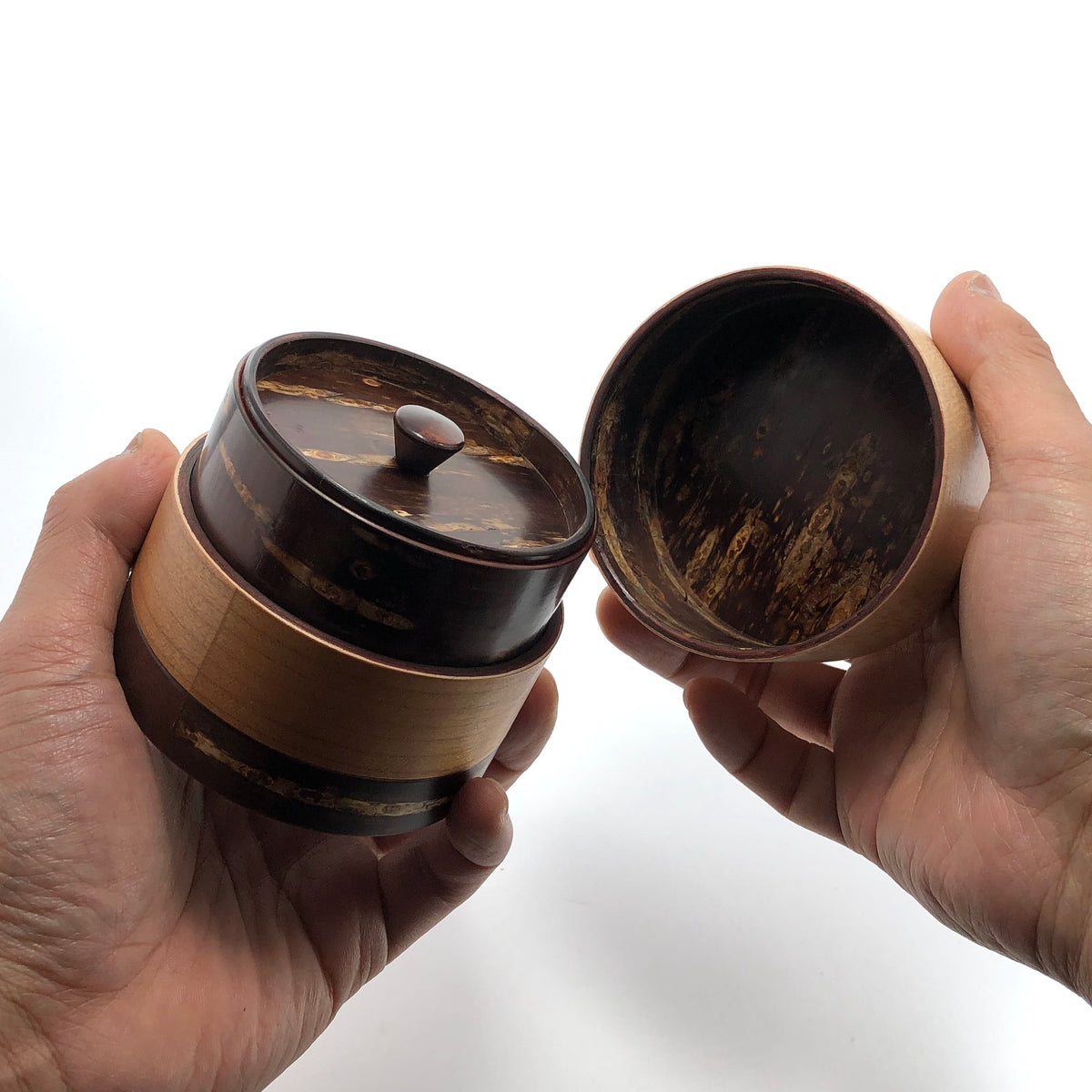 樺細工 茶筒 | 輪筒3色茶筒 | かえで | 角館伝四郎