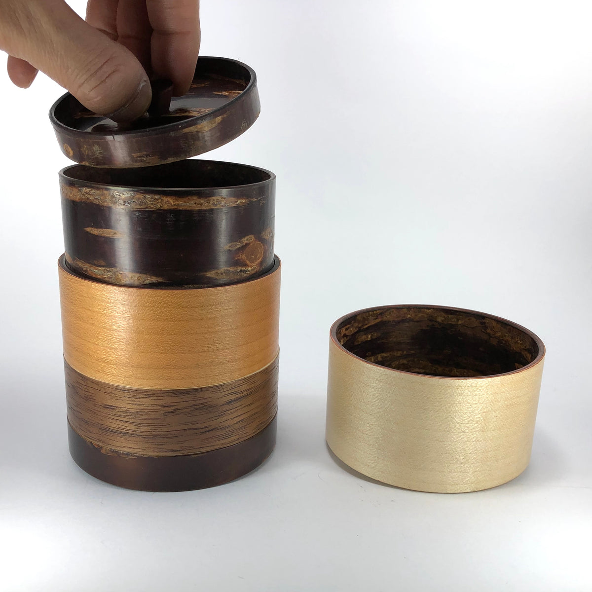 樺細工 茶筒 | 輪筒4色茶筒 | かえで | 角館伝四郎