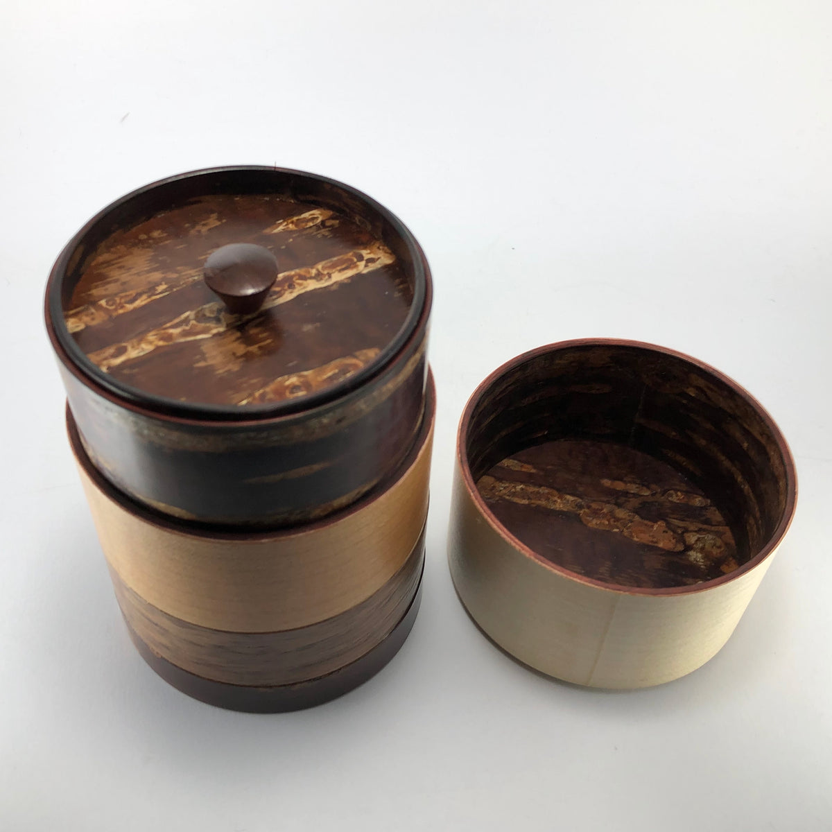 樺細工 茶筒 | 輪筒4色茶筒 | かえで | 角館伝四郎