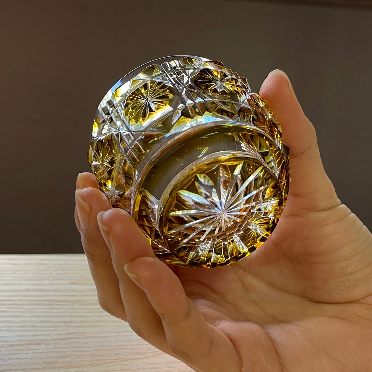 薩摩切子 冷酒おちょこ | 伝匠猪口 | 黄 | 薩摩びーどろ工芸