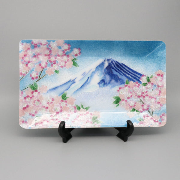 七宝焼き | 飾皿 | 富士桜 18x30 - 日本工芸堂（想いをつなぐ、工芸 