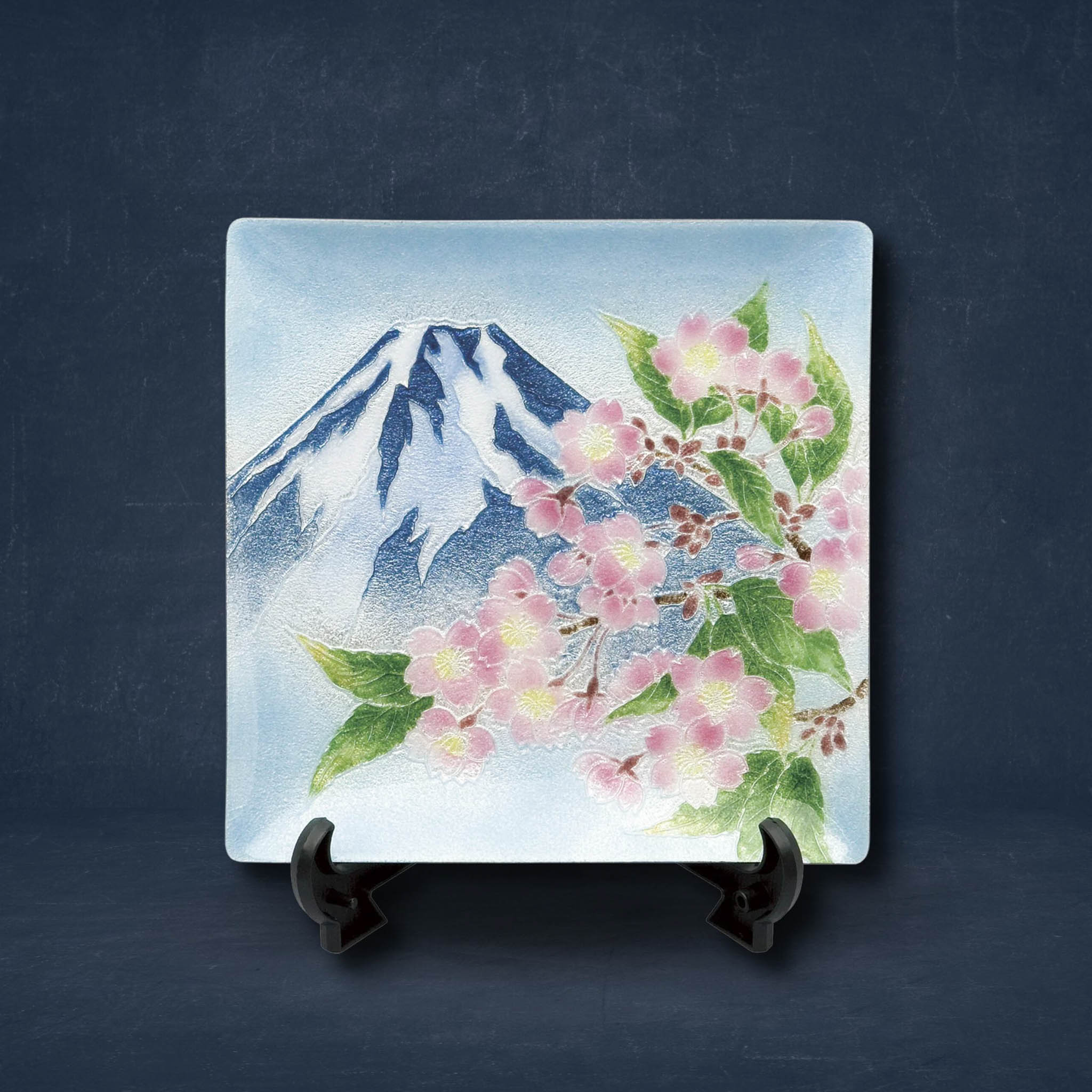 七宝焼き | 飾皿 | 富士桜 18x18