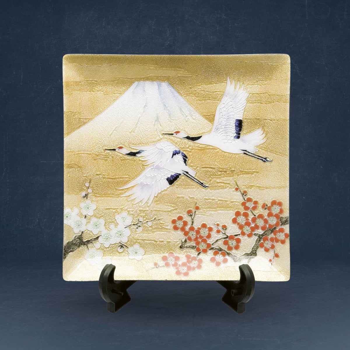 七宝焼き | 飾皿 | 祝い鶴 24x24