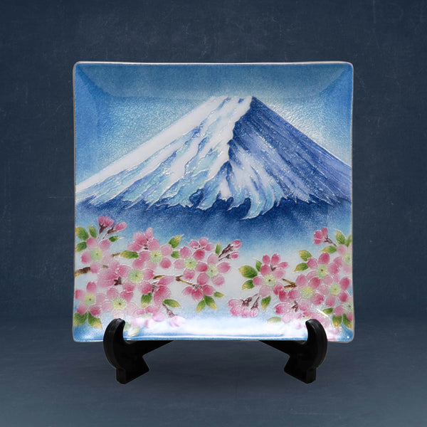 七宝焼き | 飾皿 | 富士桜 24x24 - 日本工芸堂（想いをつなぐ、工芸 