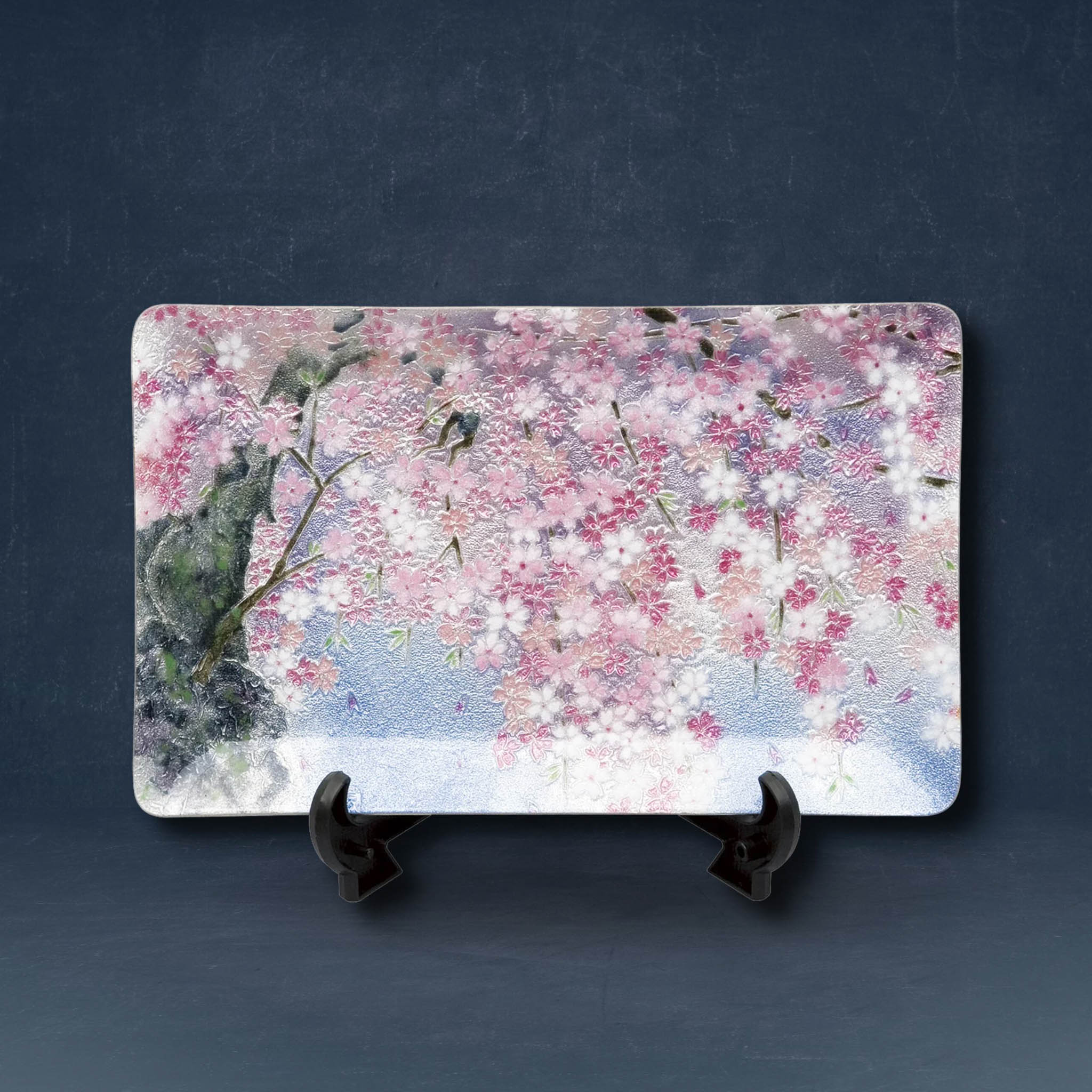 七宝焼き | 飾皿 | しだれ桜 15x24