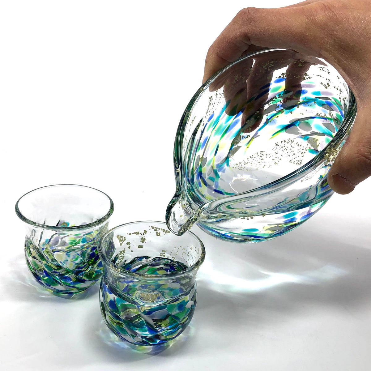 津軽びいどろ 酒器セット | 片口 盃 | 紫陽花 | 北洋硝子
