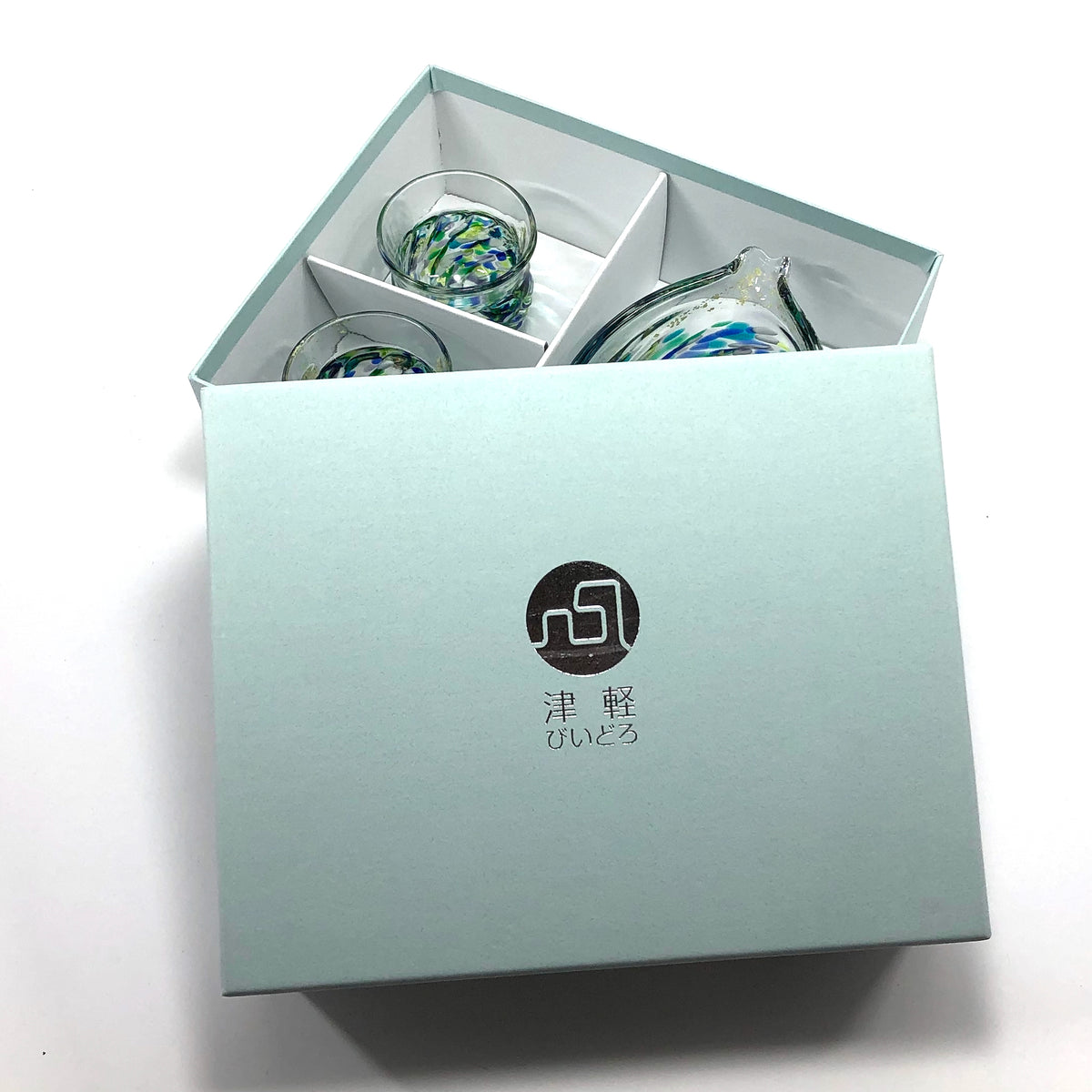 津軽びいどろ 酒器セット | 片口 盃 | 紫陽花 | 北洋硝子