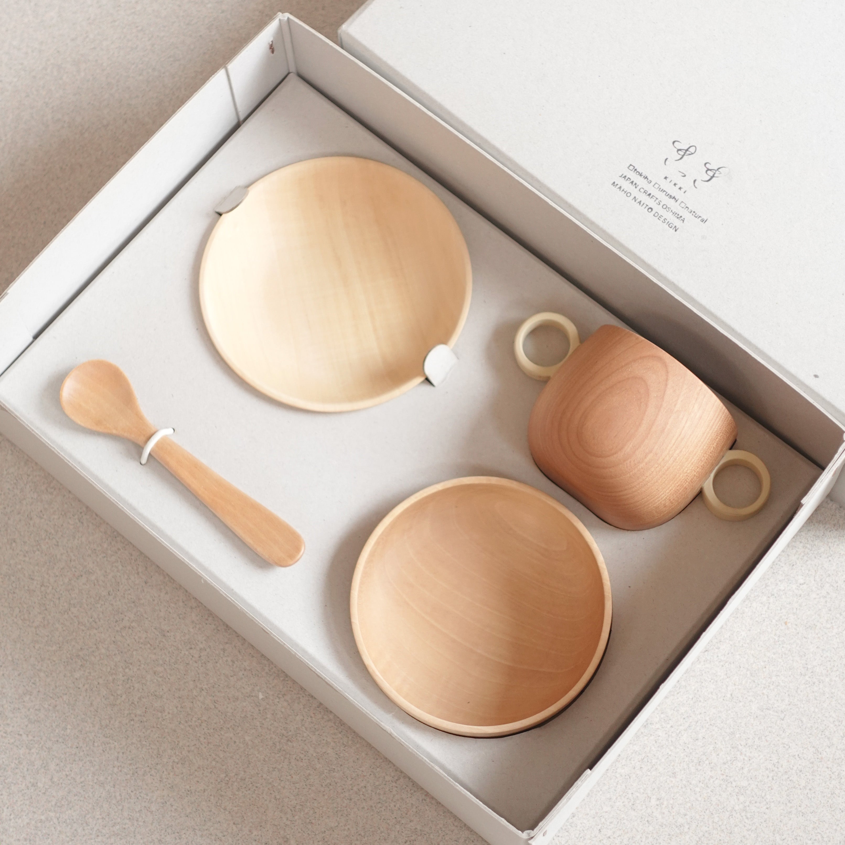 山中漆器 離乳食食器 | ギフト4点セット | ナチュラル | KIKKI