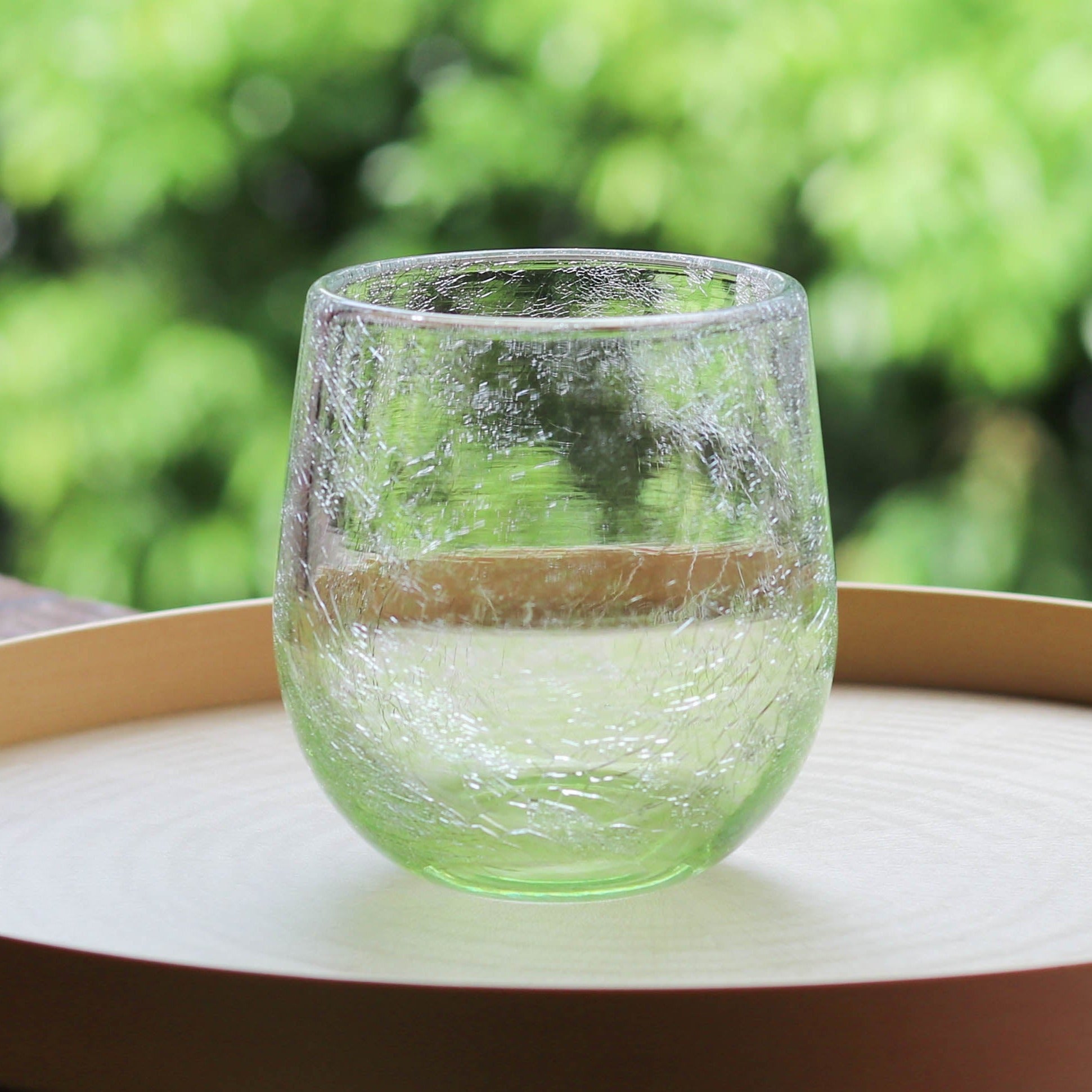 萩ガラス | 耐熱 内貫入ガラス | ロックグラス 丸 オリーブグリーン | 萩ガラス工房