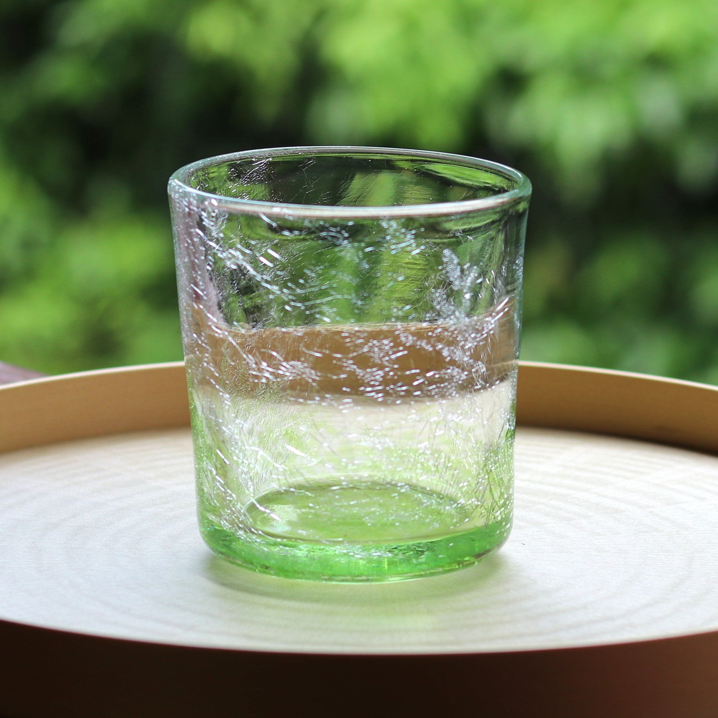萩ガラス | 耐熱 内貫入ガラス | ロックグラス 角 オリーブグリーン | 萩ガラス工房