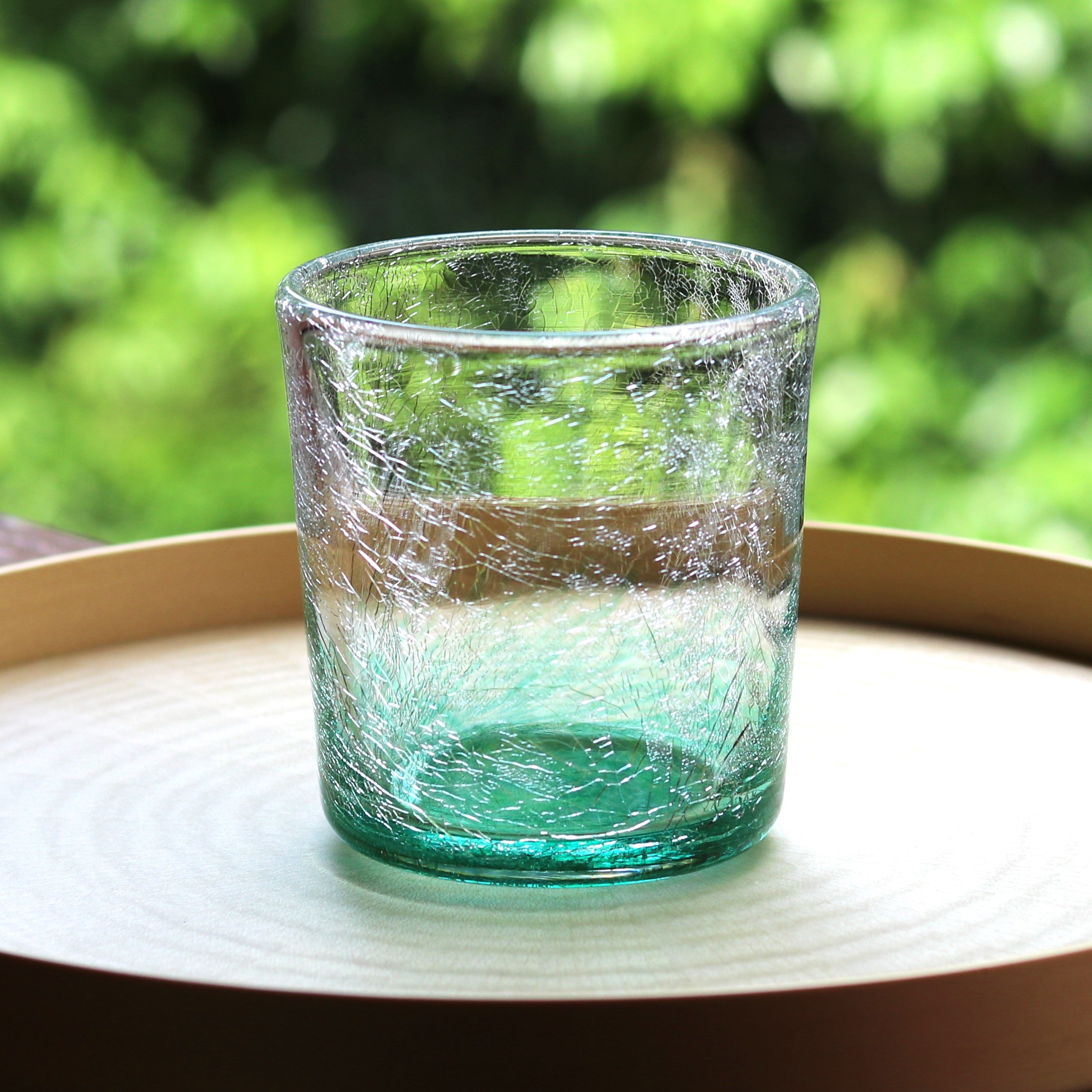 萩ガラス | 耐熱 内貫入ガラス | ロックグラス 角 エメラルドグリーン | 萩ガラス工房
