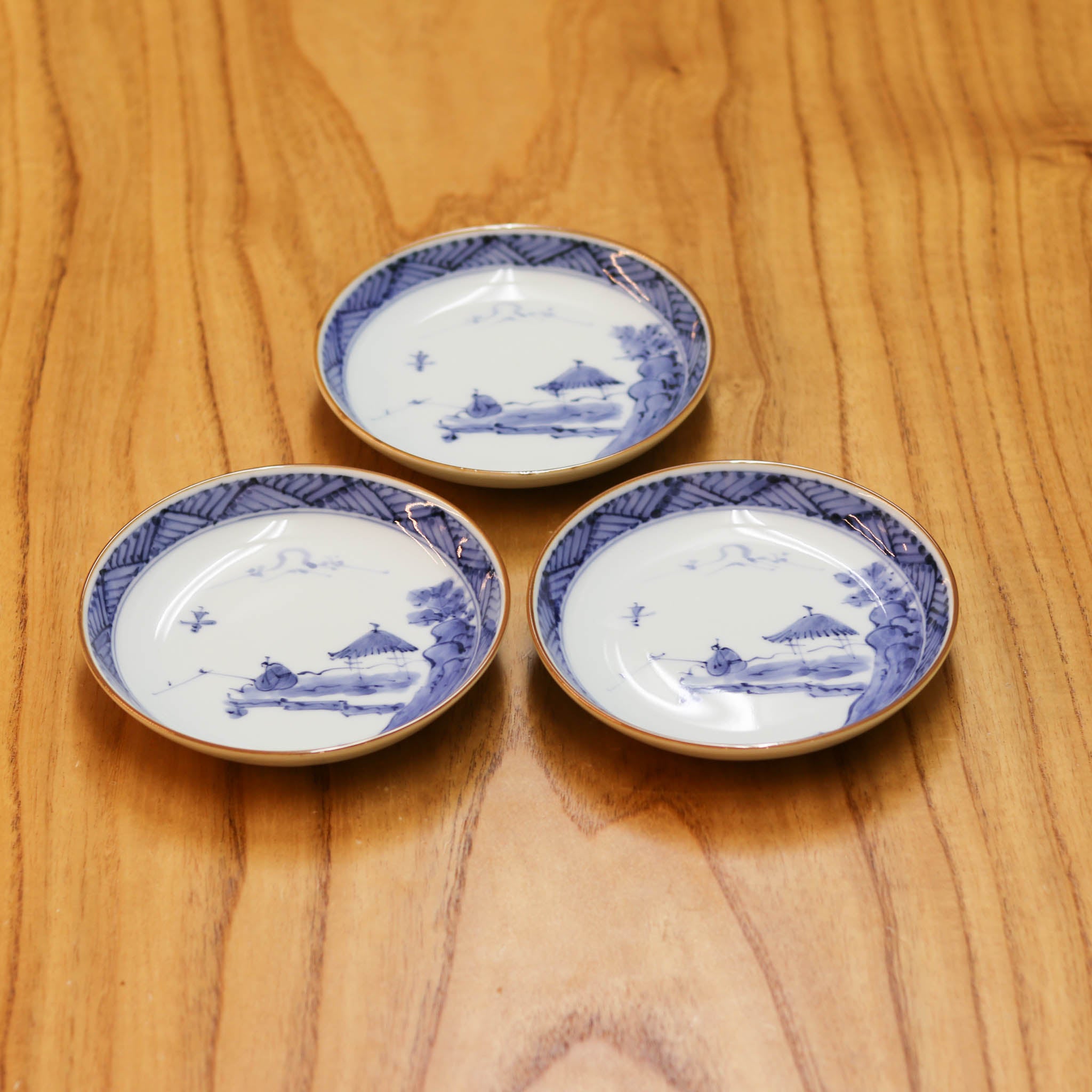 波佐見焼 皿 | 地紋山水 5寸皿 | 3枚セット | 浜陶