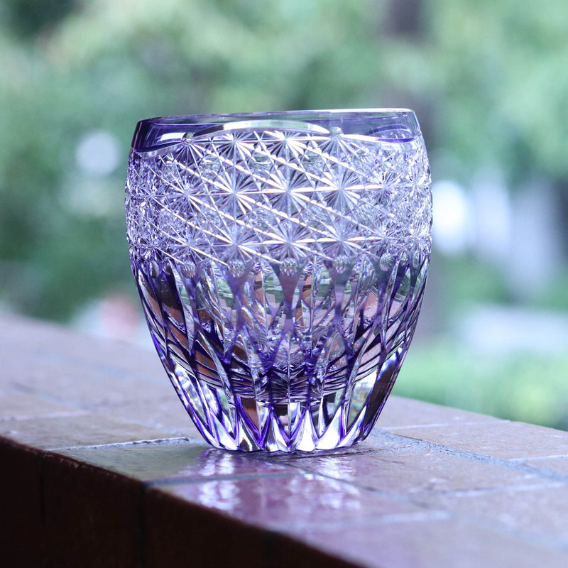 切子紫ロックグラス