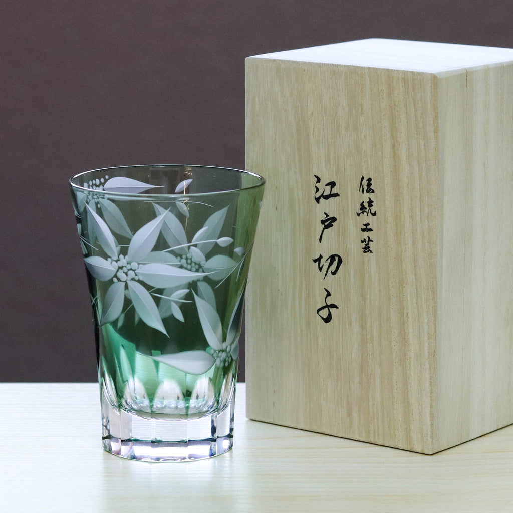 江戸切子 ペアロックグラス＜折鶴＞ | カガミクリスタル TOFUKUトレーディング 創作 切子 グラス 匠仕上げ Premium ガラス細工 オールド ペア ＳＣカッティング 正倉院ブルー