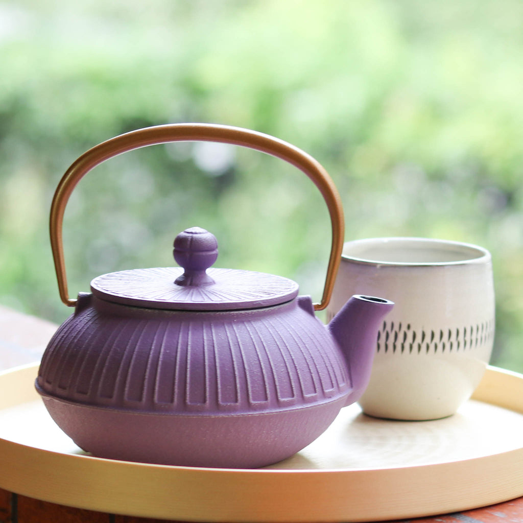 南部鉄器 急須 | 菊 0.65L | 銀・ラベンダー | 岩鋳 