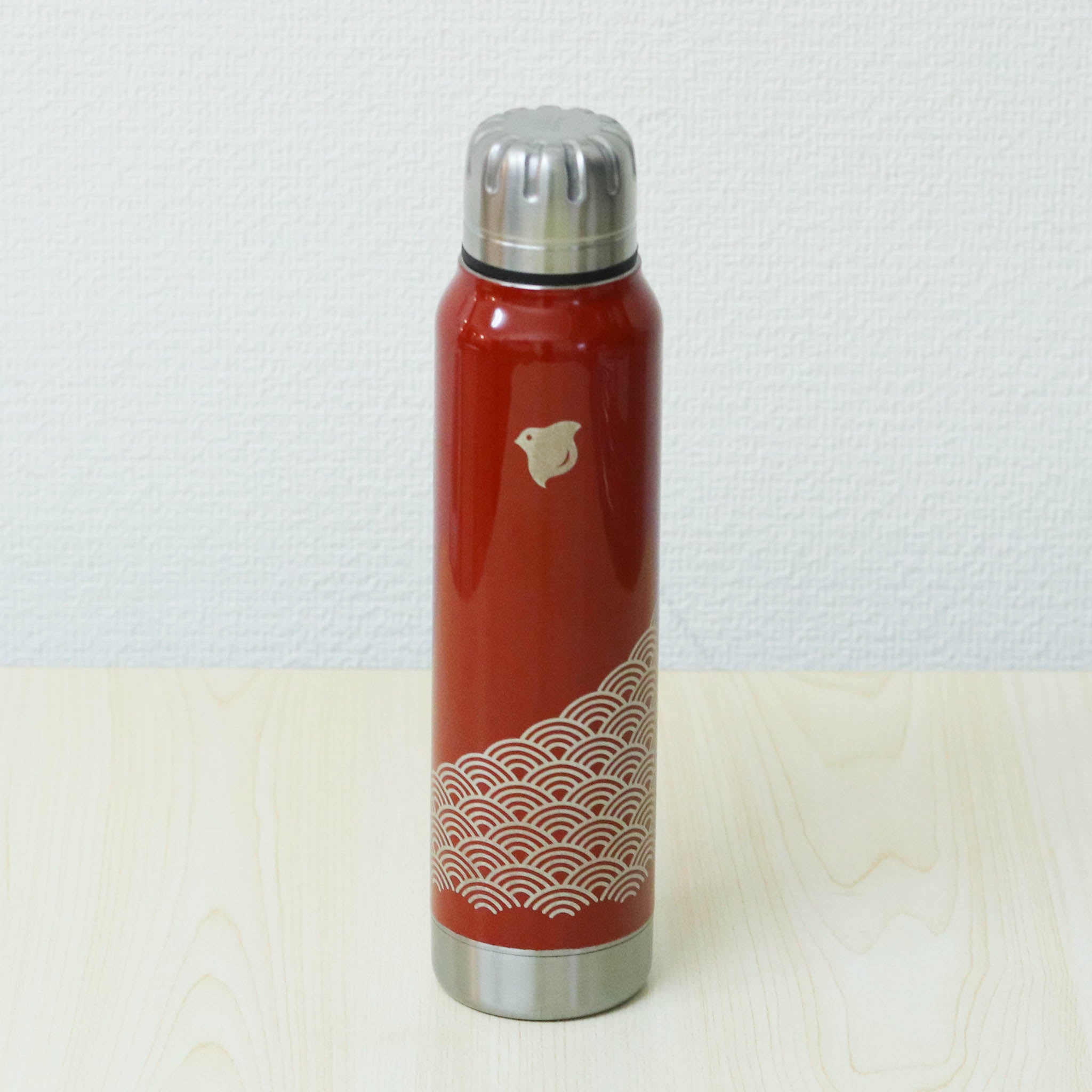 越前塗り マグボトル | URUSHI umbrella bottle（うるしアンブレラボトル） | 波千鳥 | 朱 | 土直漆器