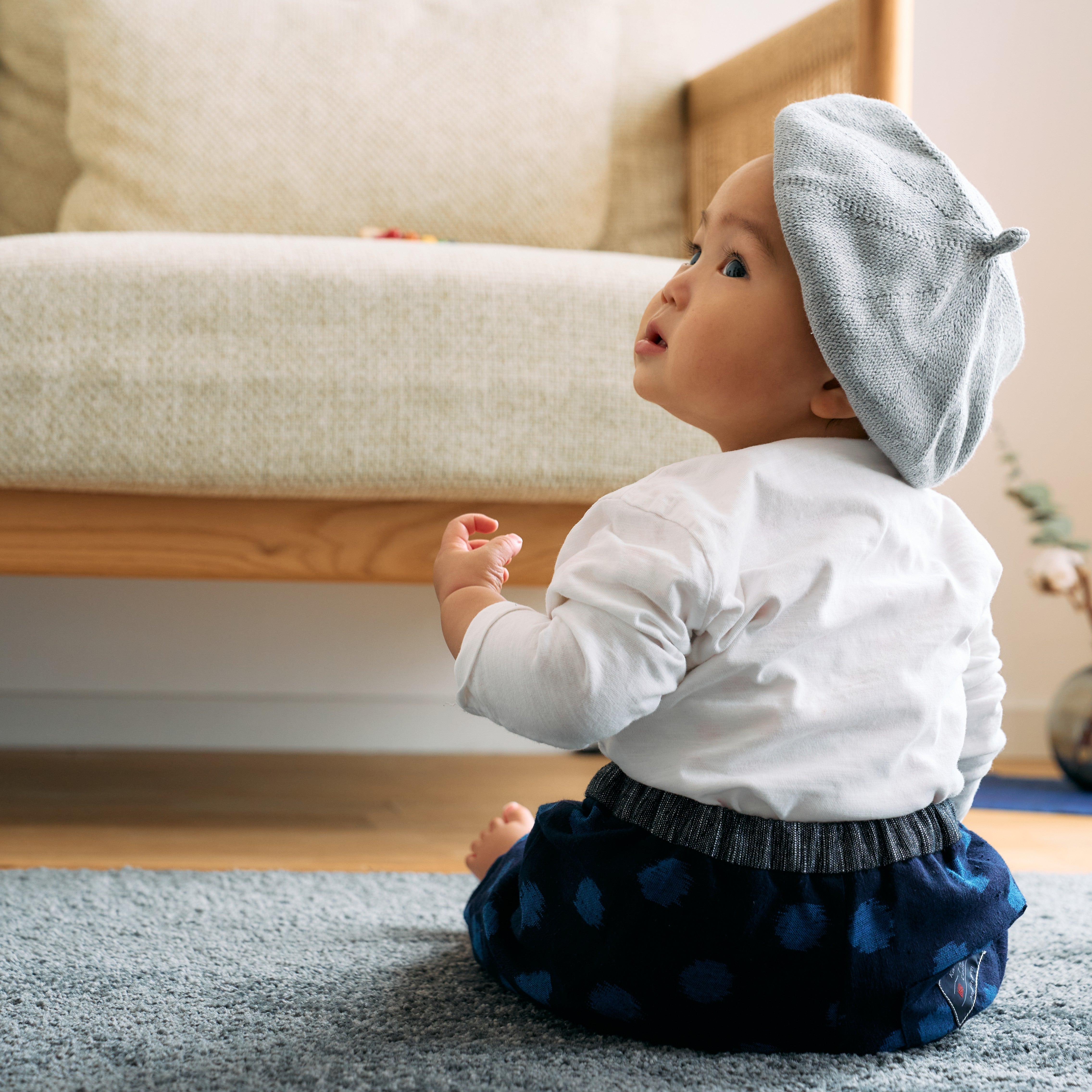 久留米絣 子供用 | もんぺっぺ スタイチーフ | 大玉ブルー | TAKUMI Collection