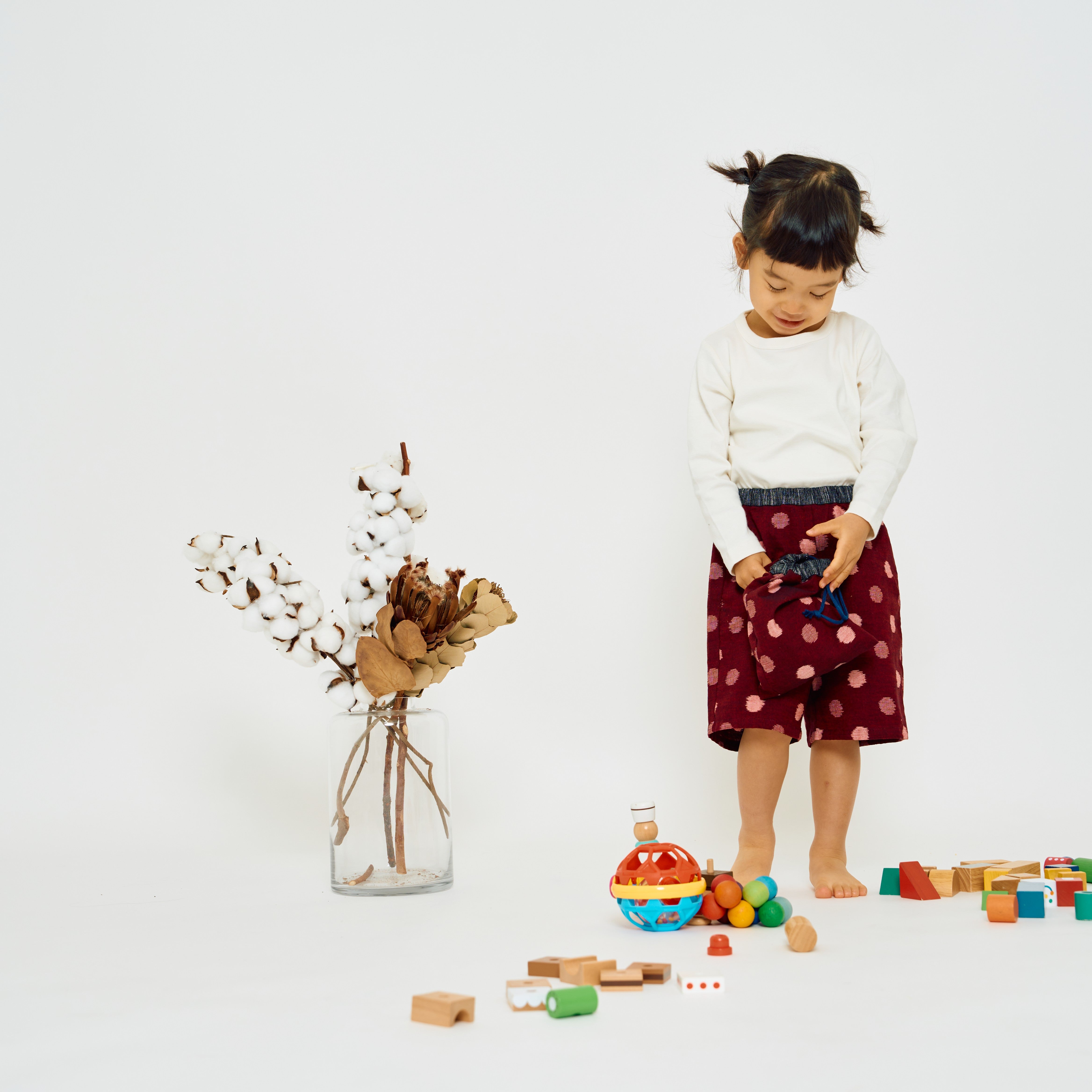 久留米絣 子供用 | もんぺっぺ スタイチーフ | 紅玉 | TAKUMI Collection