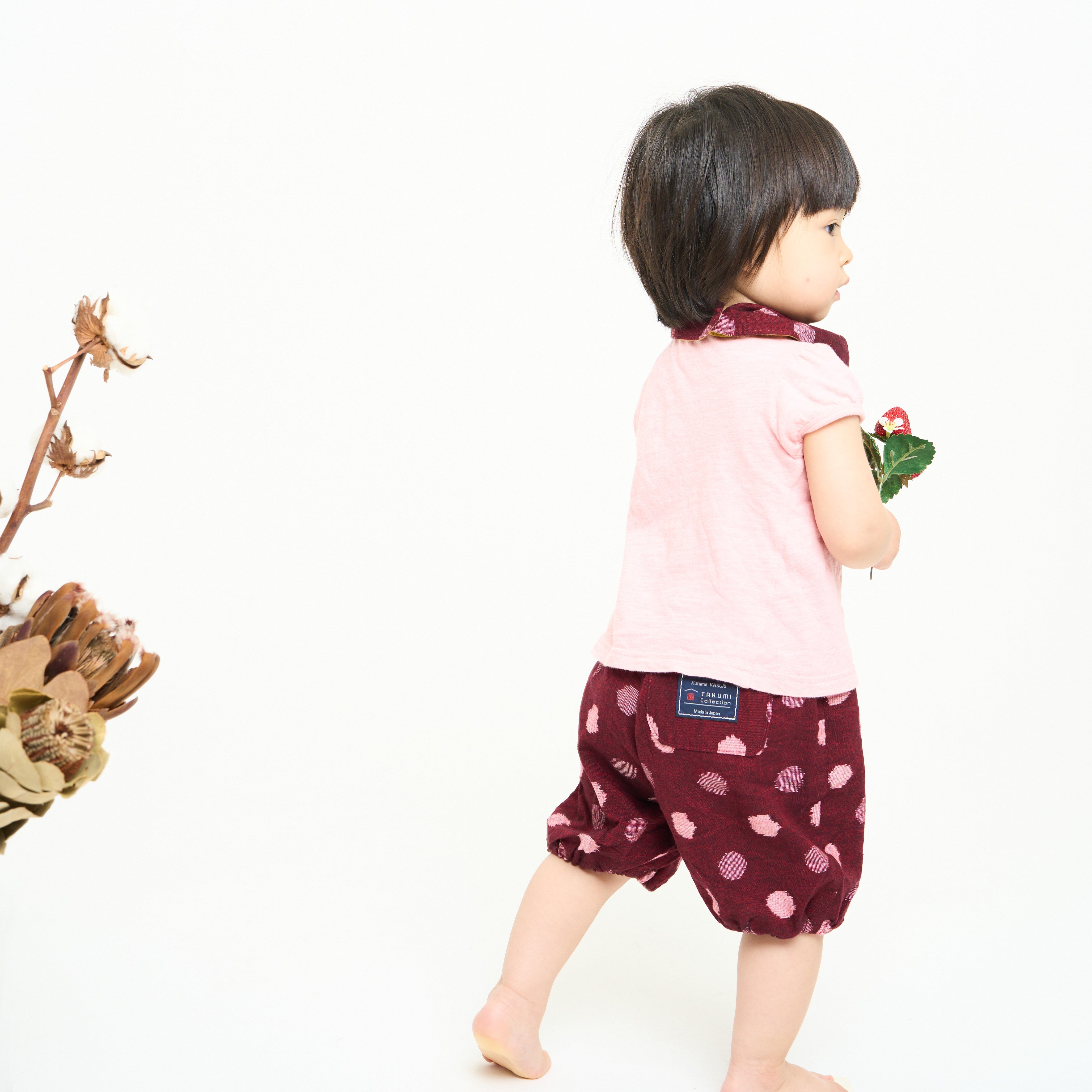 久留米絣 子供用 | もんぺっぺ スタイチーフ | 紅玉 | TAKUMI Collection