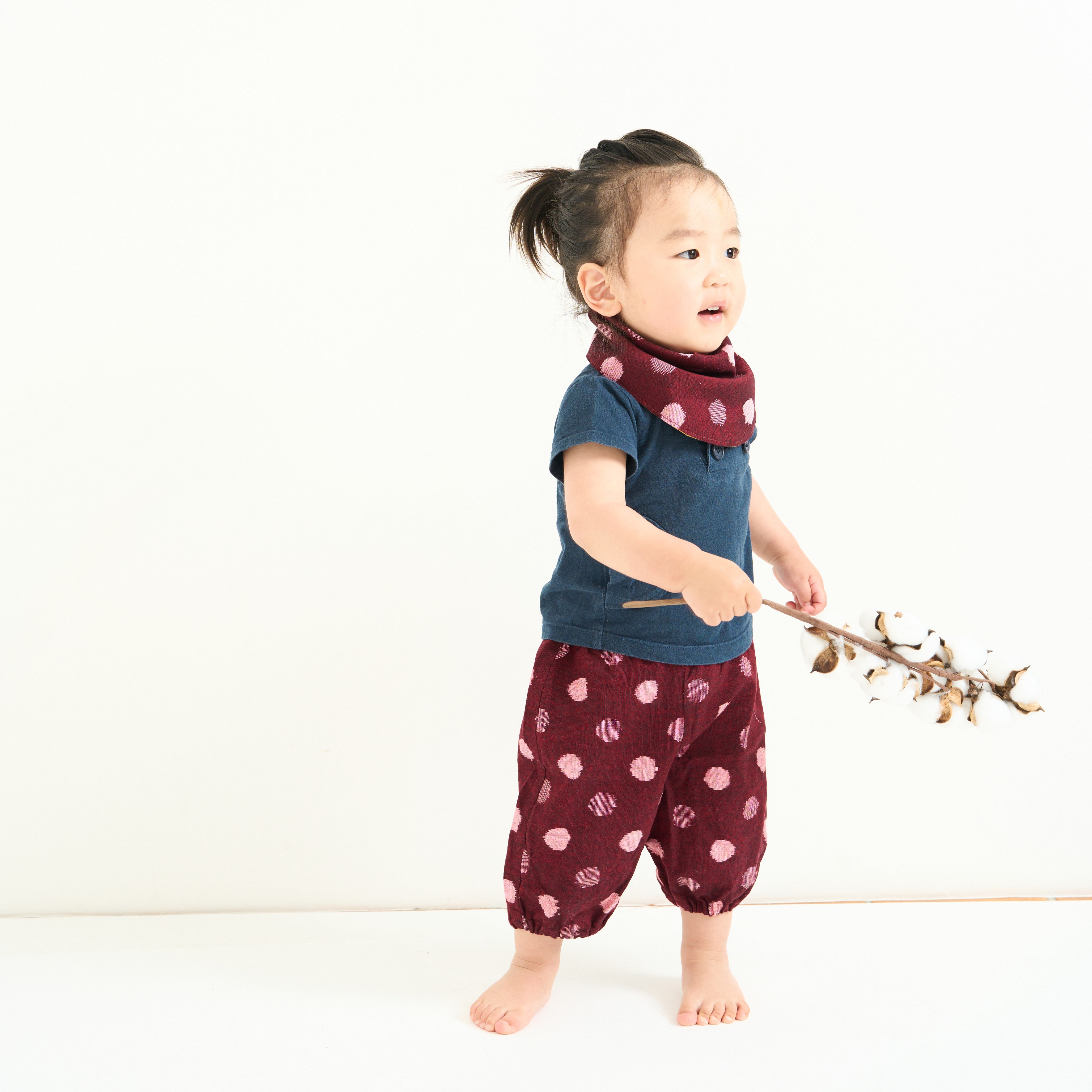 久留米絣 子供用 | もんぺっぺ スタイチーフ | 紅玉 | TAKUMI Collection