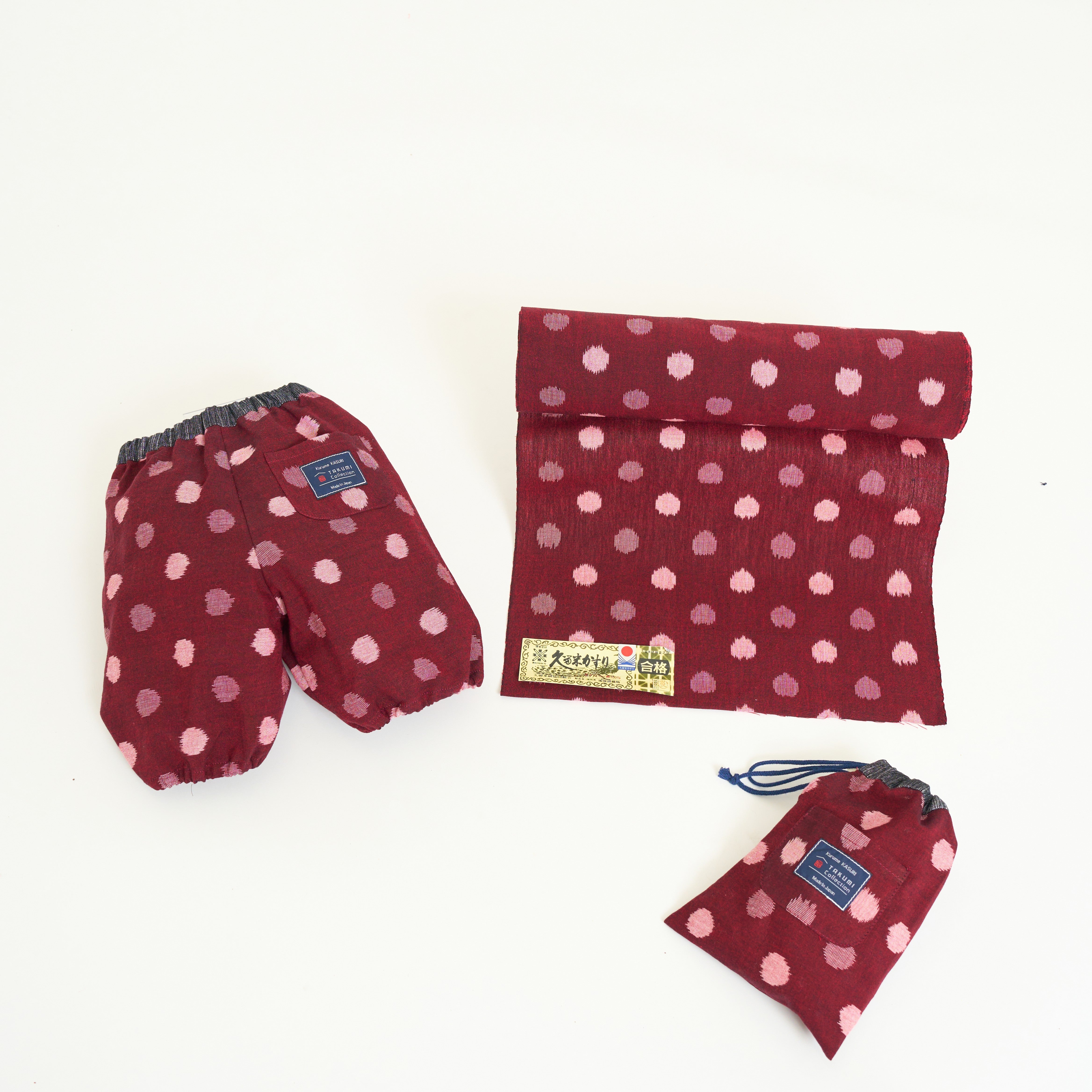 久留米絣 子供用 | もんぺっぺ スタイチーフ | 紅玉 | TAKUMI Collection